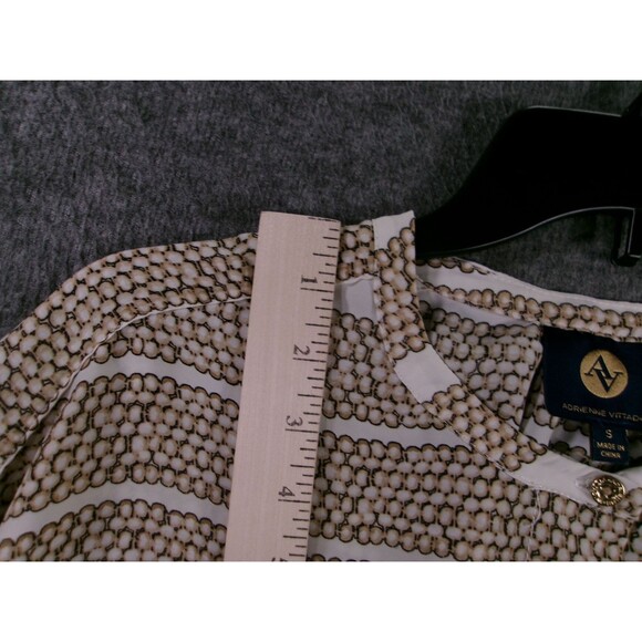 Adrienne Vittadini Blouse Womens S Striped Long Sleeve Tunic Cream White Black - Picture 4 of 9